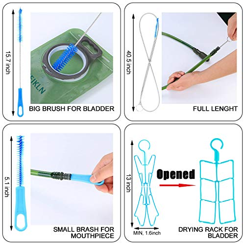 HEIKLN Hydration Bladder 1.5L-2L-2.5L-3L,Leak Proof Water Reservoir, BPA Free Military Water Storage Bladder Bag Hydration Pack Replacement Easy Clean for Bicycling Hiking Camping Hunting Running - color: 2L Blue Green KIT