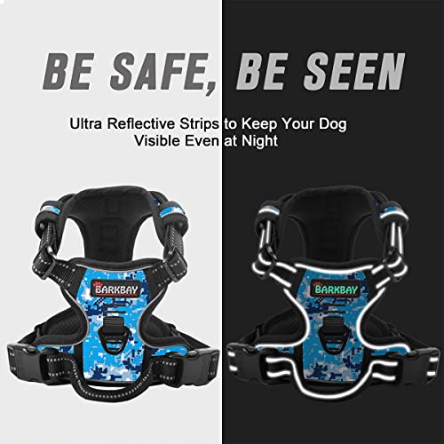 BARKBAY Dog Harness No Pull for Small Sized Dog Front Back Clips,Dog Vest - color: Blue Camo, size: Small(Chest:19.5-26")