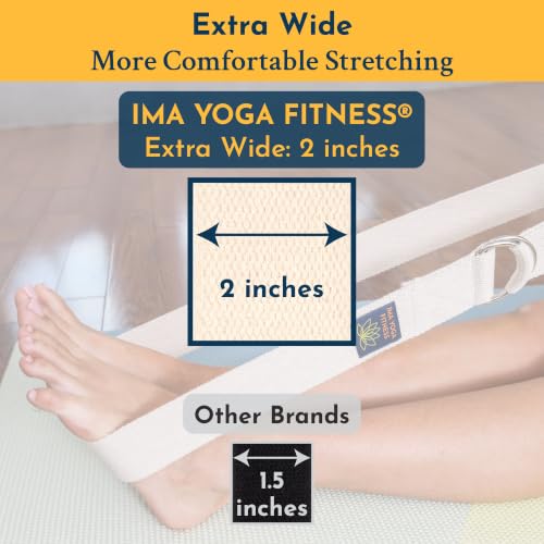 Extra-Wide 2 Inch Cotton Yoga Strap: Stretching, Physical Therapy, Exercise - color: Natural, size: 8 feet