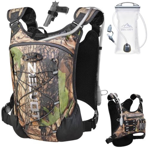 Zelvot Running Vest with 2L Water Bladder, Hydration Backpack, U.S. Design Patent, Lightweight Hydration Pack with Gear Holder, Reflective Chest Pack for Men Women - color: Tree Camouflage, size: M/L (12L)