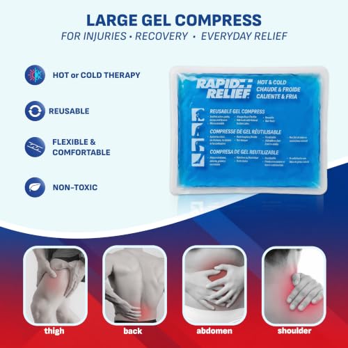Rapid Relief Gel Ice Pack, Reusable Cold Pain Relief, Large 9x11 Inch 1 Ct - size: 9 x 11 Inch
