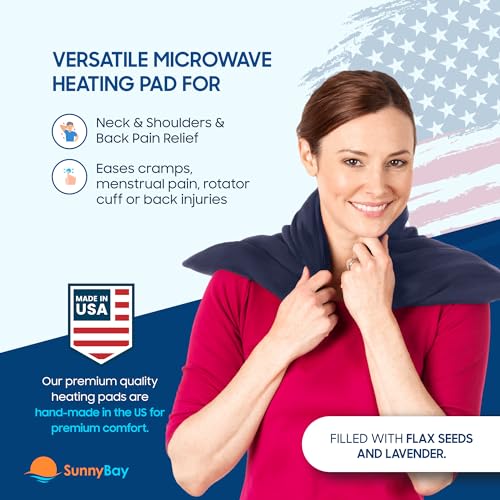 SunnyBay Lavender Microwavable Heating Pad, 10x24 inch, 2.8 lb, Cotton Navy - color: Lavender Scented Navy Blue