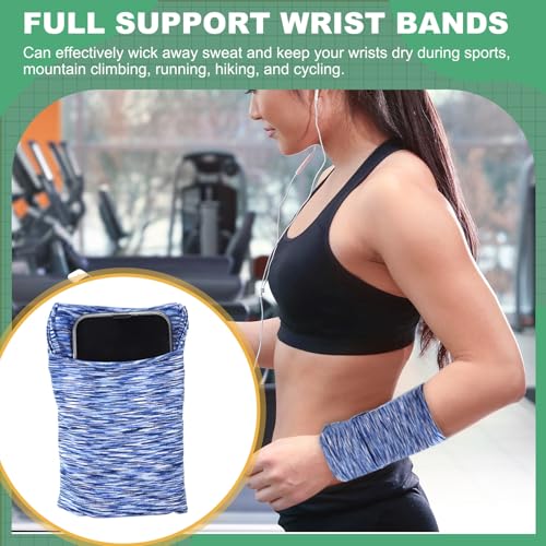 uxcell Wrist Pouch Wrist Wallet Sports Wristband Wallet with Zipper Pocket for Running Jogging Cycling Yoga - color: Blue/Gray/Red