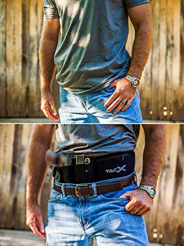 Belly Band Holster for Active Concealed Carry | Universal Design | IWB/OWB Pistol Belt | RFID Blocking Water Proof Zipper Gear Pocket | Spare Mag Pouch | Running, Hiking, Jogging