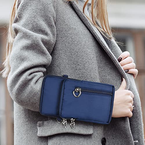 Women Cell Phone Purse Wristband Sport Armband Wallet Travel Crossbody Cell Phone Purse for Galaxy S10 Plus S9 Plus A50 A7 J7,OnePlus 6T,HTC U12 (Blue) - color: Blue