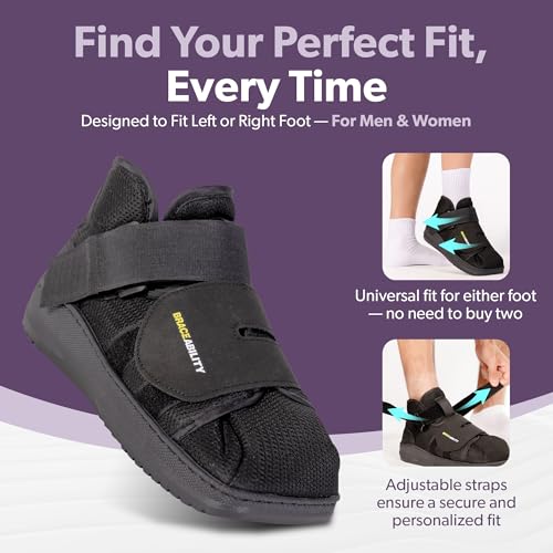 BraceAbility Closed Toe Medical Walking Shoe - Lightweight Broken Toe Cast Boot, Fractured Foot Brace for Metatarsal Stress Fracture, Post-op Bunion, Hammertoe Surgery Recovery - For Men or Women (M) - size: Medium (Women's 7-9.5 / Men's 6-8.5)