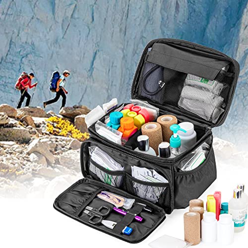 Damero Small Medicine Storage Bag Empty, Family First Aid Box with Divider