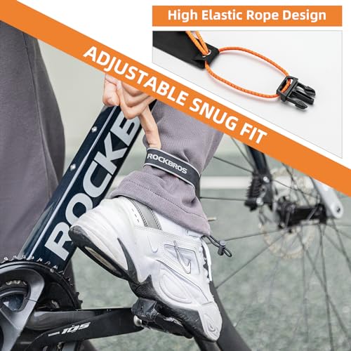ROCKBROS Bike Pants Strap Cycling Reflective Ankle Bands Adjustable Pant Leg Straps for Biking Cuff Wrist Ankle Bands Backpack Strap for Running,Walking,Jogging 2 PCS