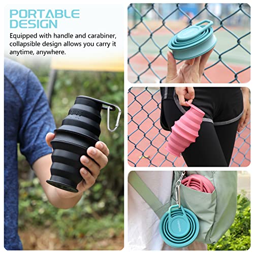 Nefeeko Collapsible Water Bottle, BPA Free Silicone Foldable Water Bottles - color: BKBU, style: 2 Pack