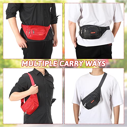 3 Pcs Fanny Packs Crossbody Waist Bags for Women Men Crossbody Waterproof Fanny Pack Belt Bag for Travel Walking Running Hiking Cycling Outdoor Easy Carry Any Phone, Wallet (Black, Red, Gray) - color: Black, Red, Gray