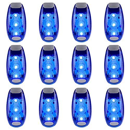 12 Pack Led Safety Light, Safety Light, High Visibility Strobe Running Lights Used for Bicycle, Walking Etc. Clip-On Running Lights Clip to Clothes Strap to Wrist, Bike Or Anywhere - color: Blue