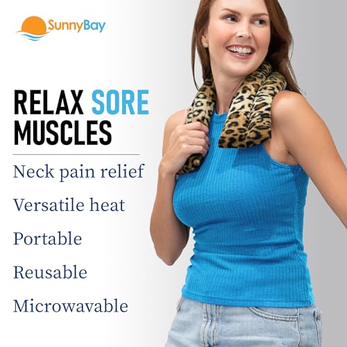SunnyBay Lavender Heating Pad, Neck and Shoulder Wrap, 26x5 inch - color: Leopard
