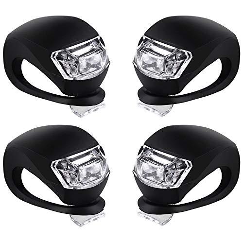 Malker Bicycle Light Front and Rear Silicone LED Bike Light Set - Bike Headlight and Taillight,Waterproof & Safety Road,Mountain Bike Lights,Batteries Included - color: 4pcs Black, size: 4 lights