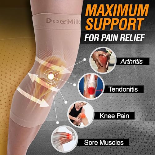 Doc Miller Knee Compression Sleeve Brace for Men & Women - color: Beige