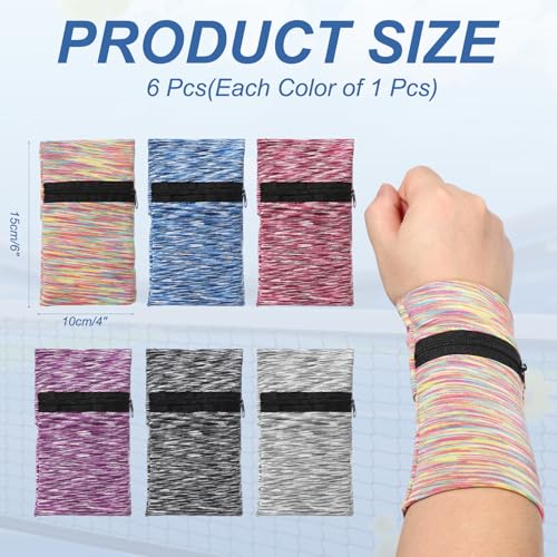 Wrist Pouch Wrist Wallet Wristband with Zipper - color: Rainbow/Blue/Pink/Purple/Dark Gray/Gray