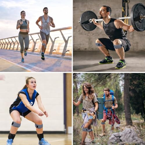 Adjustable Sports Knee Pads 2-Pack, Breathable Knee Straps for Baseball, Volleyball, Basketball, Running, Kneepads with Silicone Pad for Men & Women, Grey - color: Gray