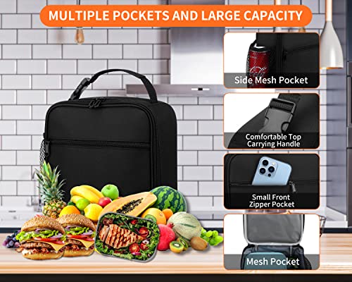 ZM-YOUTOO Lunch Box for Men - Reusable Lunch Bag Men Adult Women- Insulated Small LunchBox - color: Black
