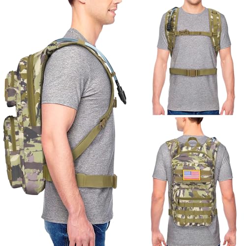 NOOLA Hydration Backpack with 3L Water Bladder, Tactical Pack for Hiking - color: Auriclash