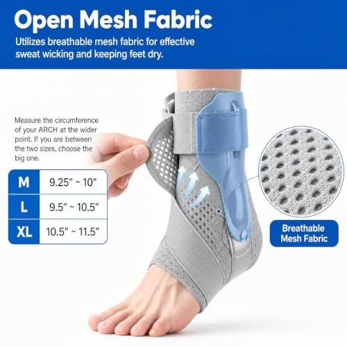 Ankle Stabilizer Brace with Side Support - Layered Compression Knit,Adjustable Cross Straps,Removable on Both Sides,Moisture-Wicking Fabric - size: Medium