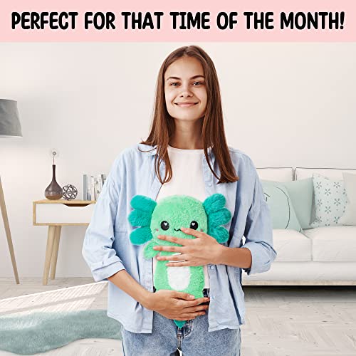 Axolotl Microwavable Stuffed Animals Unscented Heating Pad, Mint, 1.5lbs Soft Cozy Kawaii Hot and Cold Plushie Heating Pad for Women and Kids, Cute Warm Pillow Plush Gifts for Axolotl Lovers - color: Mint Axolotl