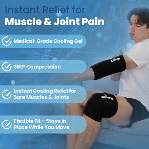 IceSleeve Elbow & Knee Ice Pack Wrap, Cold & Heat Therapy, Black XL, 1 Pack - color: Black, size: Extra Large