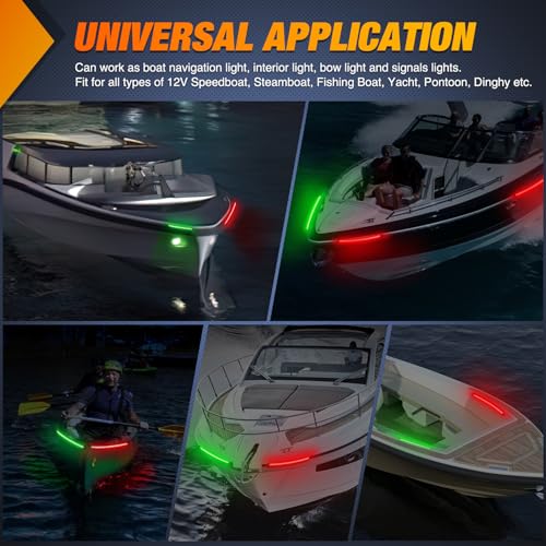 Nilight Boat Light Strip 2PCS 13" 66 LED Red Green Navigation Marine Lights - color: 66LED Light Strip-2Pcs