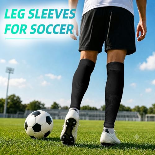Aegend Soccer Leg Sleeves for Grip Socks, Compression Shin Guard Sleeves - color: Black, size: Medium
