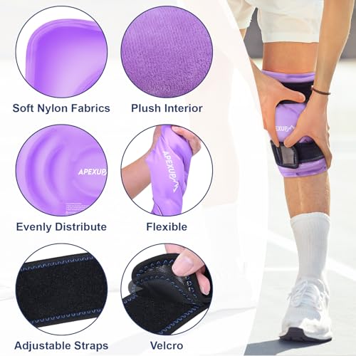 APEXUP Ice Pack for Knee Pain Relief, Large Reusable Wrap After Surgery, Flexible Gel Cold Pack for Injuries, Pain Relief for Back, Shoulder, Elbow, Ankle and Leg (Purple, XXL, 2PK) - size: 2X-Large-2PK, style: Purple