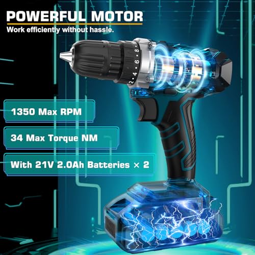 Sundpey 255-PC Portable Home and Auto Tool Kit Set with 21V Cordless Drill