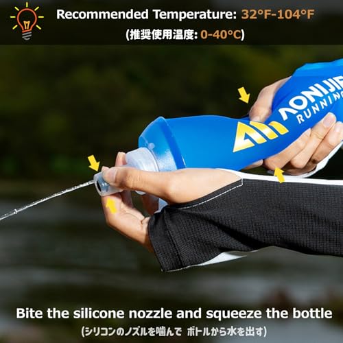 Azarxis TPU Soft Flask Collapsible Water Bottle Running Folding Gel Water Reservoir Handheld for Hydration Pack Hiking Cycling Climbing Jogging Marathon Trail Race - color: #03 Blue - 500ml with Adjustable Handstrap