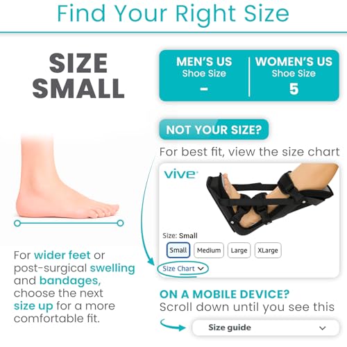 Vive Plantar Fasciitis Night Splint for Men & Women - Stabilizer Brace - size: Small: Women's 5