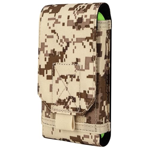 Tactical Molle Phone Holster Pouch, Universal Belt Waist Bag for iPhone 18 Pro Max/17 Pro/17/16 Pro Max/15 Pro Max/14 Pro Max/13, Samsung S26 Ultra/S25/S24, Size L - color: Desert Camo(1 Pack)