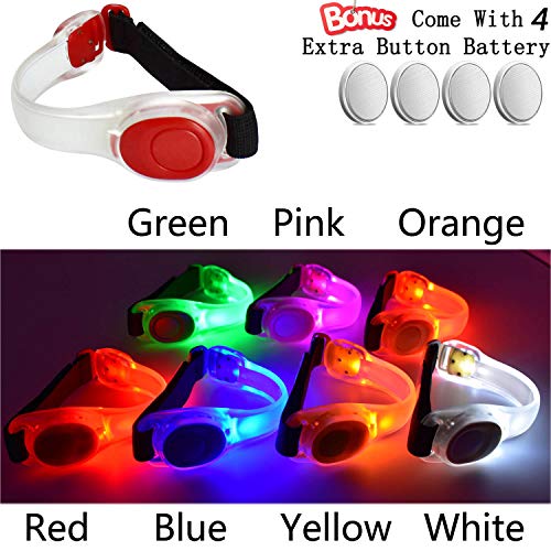 Premium LED Light Up Armband, Reflective Adjustable Wearable Silicone Running Belt Strap/Waterproof Glow in The Dark for Running Jogging Walking Cycling Concert Camping Outdoor Sports - color: Red - 4 Pack