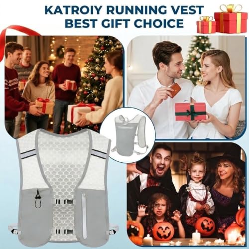Running Hydration Vest, Adjustable Chest Straps Running Vest for Women Men with 500ml Soft Flask - color: Grey