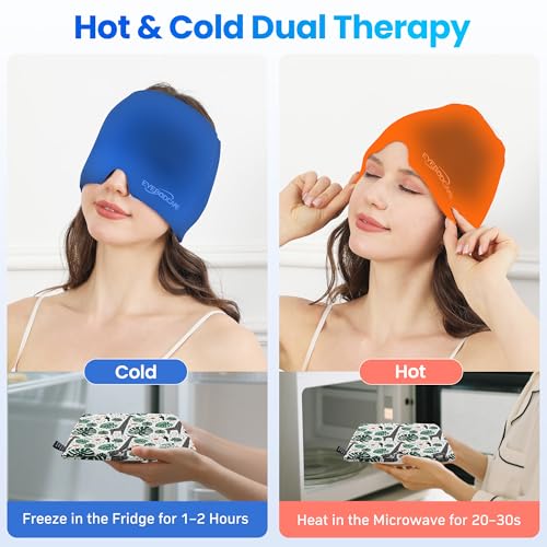 Migraine Relief Cap, Reusable Cold Compress Headband,1pcs - color: Rainforest‑eyemask