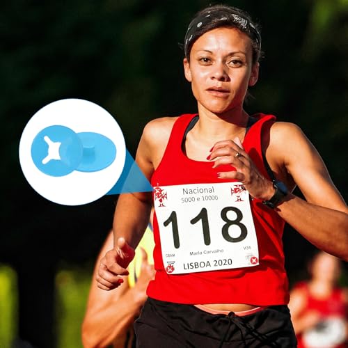 PATIKIL Running Bib Race Clips, 40 Pcs Race Fastener Race Number Buckle Fixing System Marathon Number Buckles Fasteners Holders for Runners Field, Light Blue - color: Light Blue
