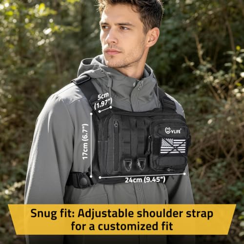 CVLIFE Chest Bag for Men, Outdoor Adjustable Running Vest with Gear Holster