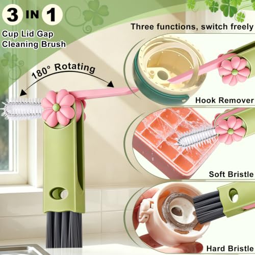 3 in 1 Cup Lid Gap Cleaning Brush, Multifunctional Bottle Lid Cleaner Brush - Home Kitchen Crevice Brush Cleaning Tools for Tight Spaces & Bottle Gaps, Portable Small Brush Red Green Blue - color: Red Green Blue