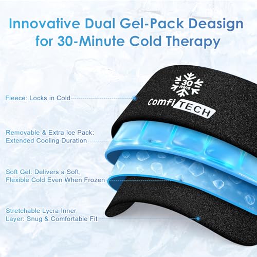 ComfiTECH Dual-Gel Elbow Ice Pack Wrap for Arm, Knee & Calf, L - size: L-Dual-Gel