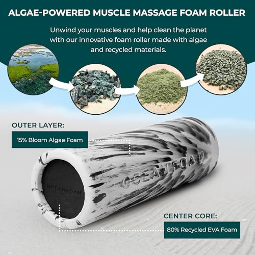 Oceanfoam Tsunami Roller - XLarge Soft Density Foam Roller (Black Marbled)