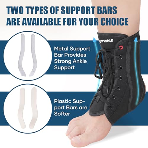 Lace up Ankle Brace 1Pcs Ankle Stabilizer Brace for Men Women L - color: Dark Black, size: Large