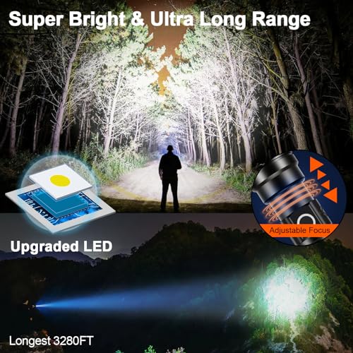 PHIXTON Rechargeable Flashlight 100000 High Lumens Long Lasting 15H 6.57” - size: 1 Pack