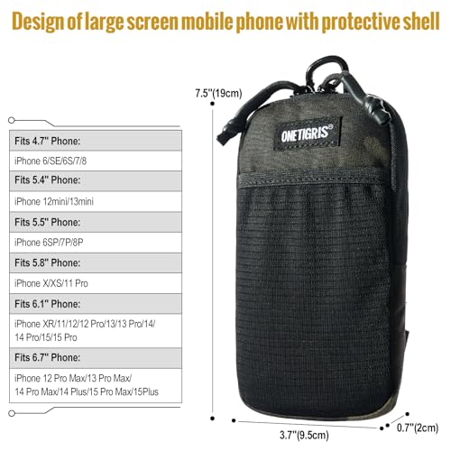 ONETIGRIS Backpack Strap Pouch, MOLLE Phone Holster for Backpack & Belt - color: Camocolor Black