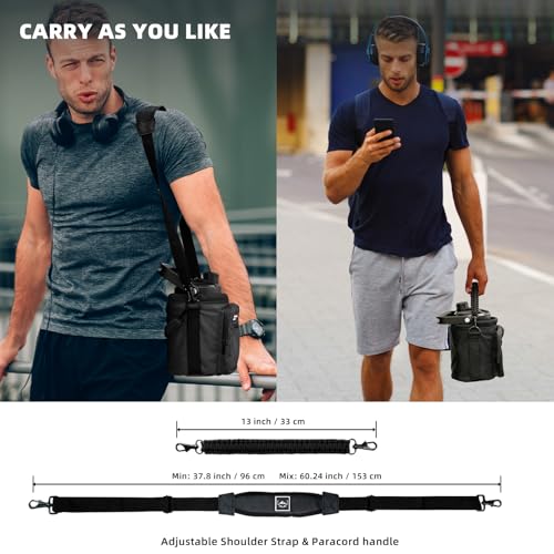 NATURE PIONEOR 26-128 oz Insulated Water Bottle Carrier Holder with Strap - color: Black, size: Half Gallon YETl