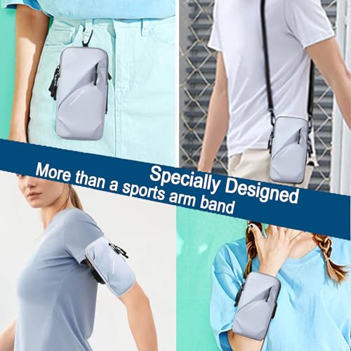 Phone Holder Arm Bands, Small Crossbody Shoulder Holsters Bag with Arm Band, Fits iPhone and All Cell Phones, Use for Running, Walking, Hiking & Biking (Plus Size Light Blue) - color: Light Blue