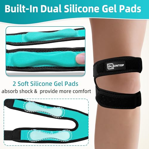 Dual Patellar Tendon Support Strap w/Gel Pad Patella Knee Brace - style: Black
