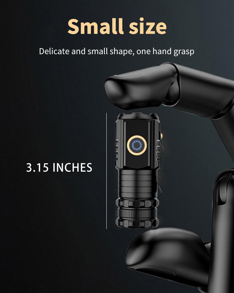 UNROEVS 24 Packs Mini Flashlights Bulk 2550 Lumens USB C Rechargeable - size: F