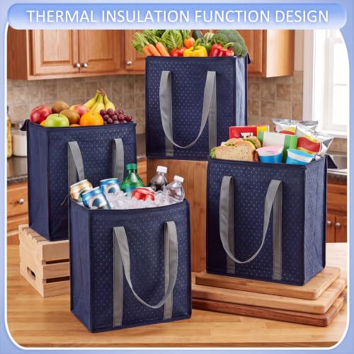 10 Pack Large 18L Insulated Grocery Bag Bulk Zippered, Dark Blue - color: Dark Blue