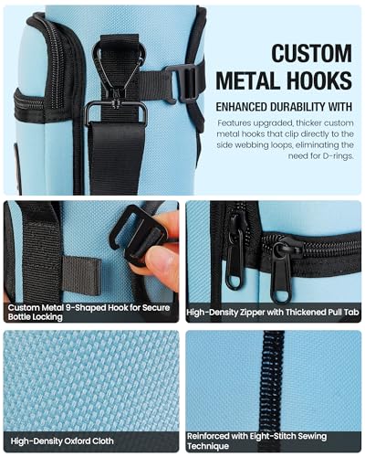 Sports rabbit Universal Water Bottle Holder with Strap & Phone Pocket - color: Blue, size: 30OZ