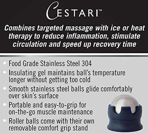Massage Ball Hot Cold Roller Ball - Relieve Muscle Pain Fast - Stainless Steel Gel Balls for Heat or Ice Therapy-Feet Pain-Plantar Fasciitis-Back Ache-Myofascial Release–Deep Tissue Trigger Points - color: Blue 55mm